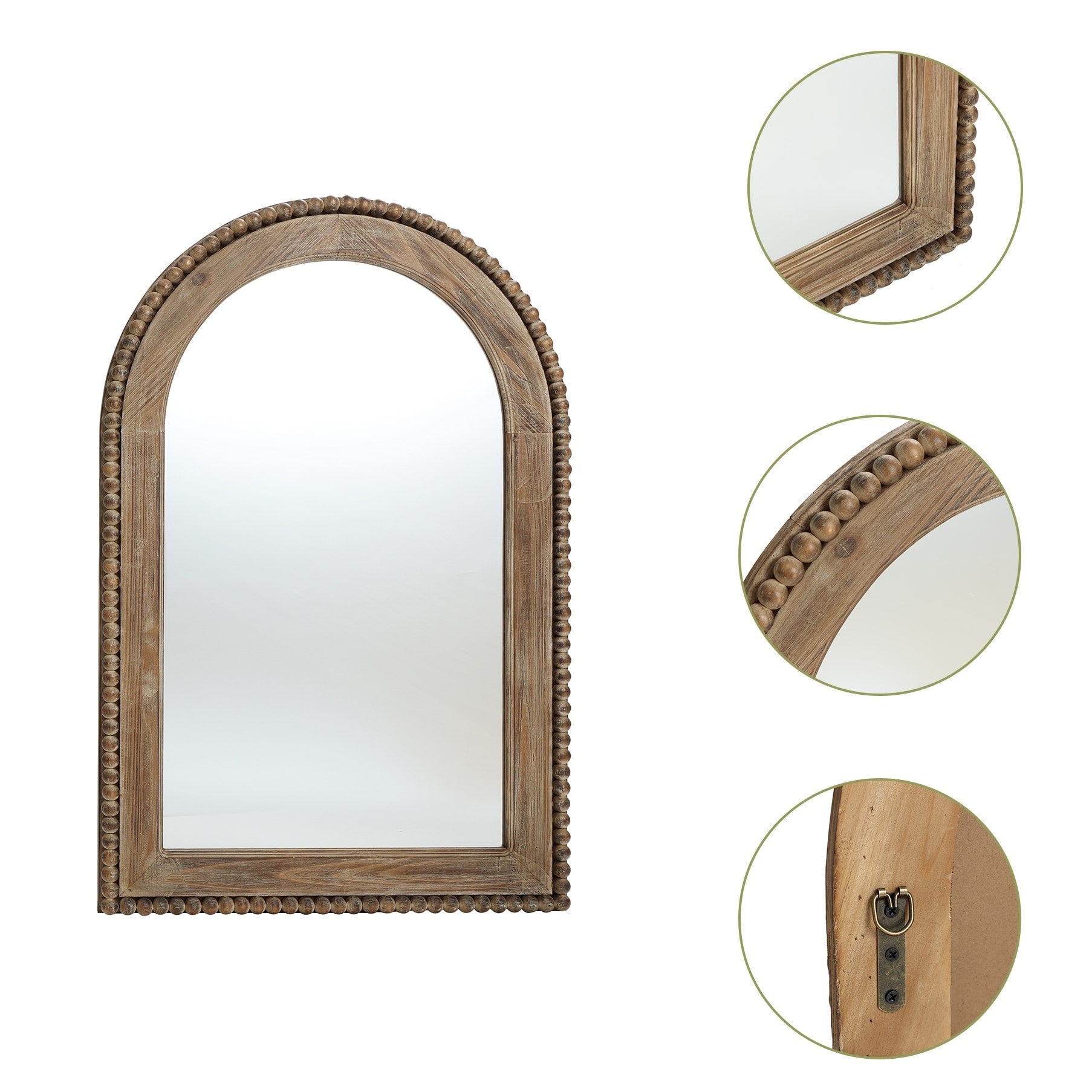 Wood Framed Arch Window Wall Mirror, Bathroom Wall Mirror - 39.25 H x 25.87 W x 1.5 D