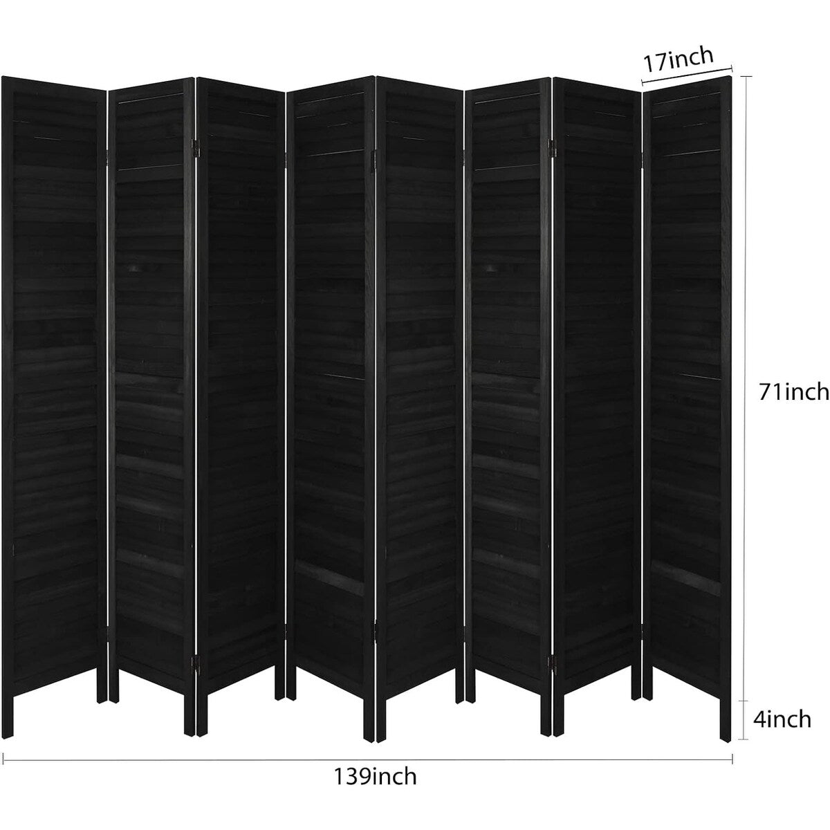 8 Panel Room Divider, Folding Room Divider Privacy Screen 5.6Ft Tall, Wood Freestanding Louvered Divider Screen