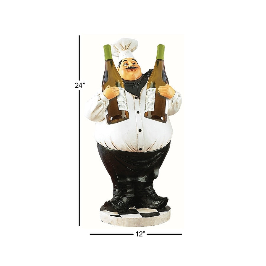 Polystone Chef Decorative Sculpture with 2 Wine Holder Slots - White - Roche River Decor