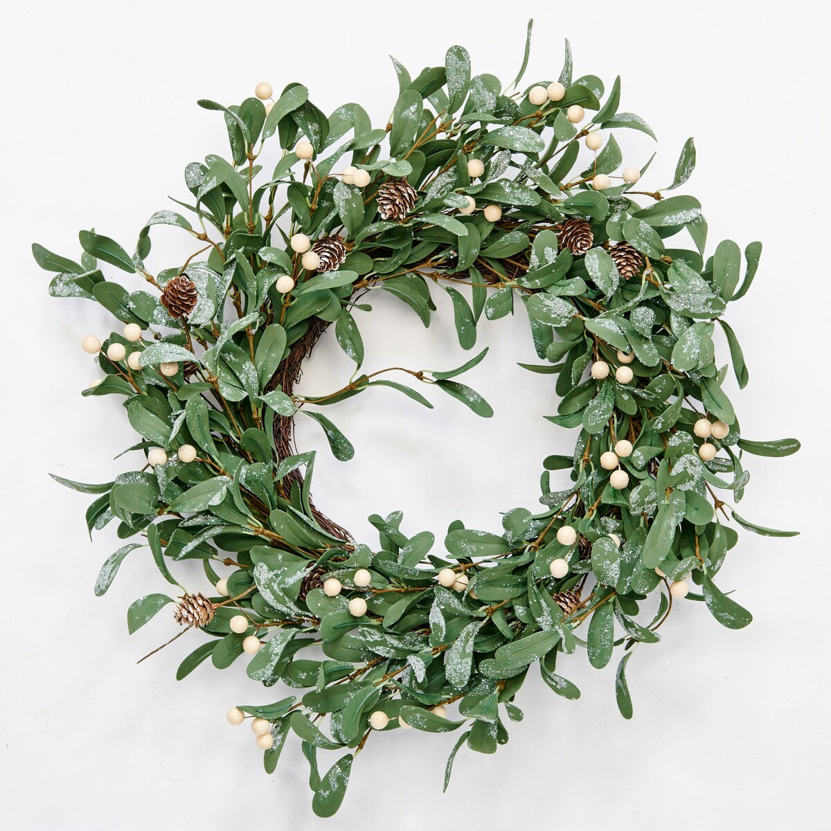 21 Artificial Christmas Mistletoe Wreath with White Berries - 21