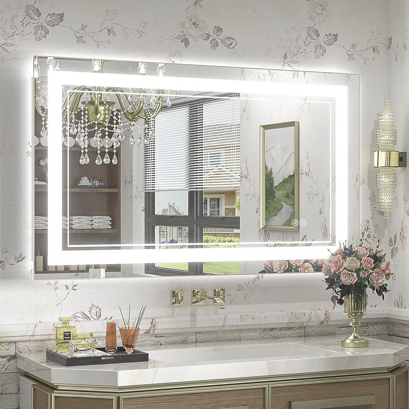 Apmir Frameless LED Anti-fog Bathroom Vanity Mirror in Tempered Glass