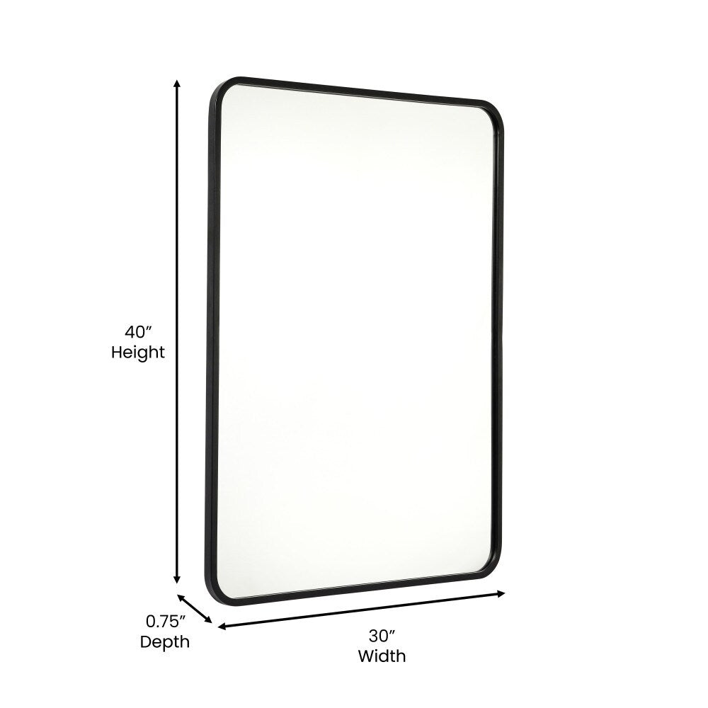 Wall Mount Shatterproof Rectangular Accent Wall Mirror with Metal Frame