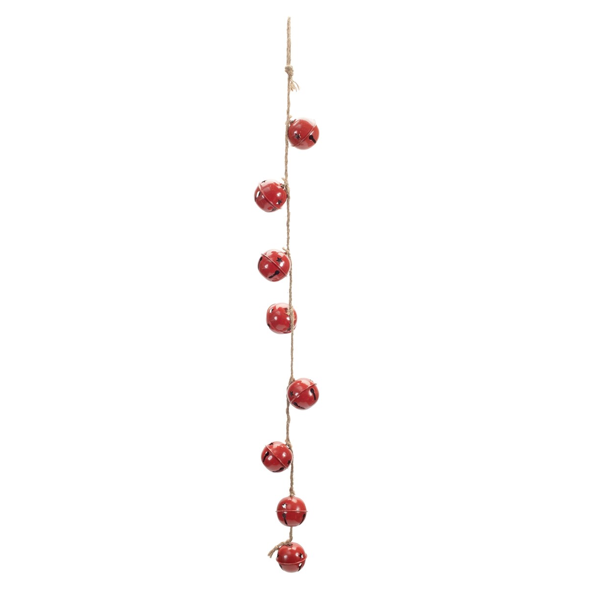 Metal Sleigh Bell Garland on Jute String (Set of 2) - Red