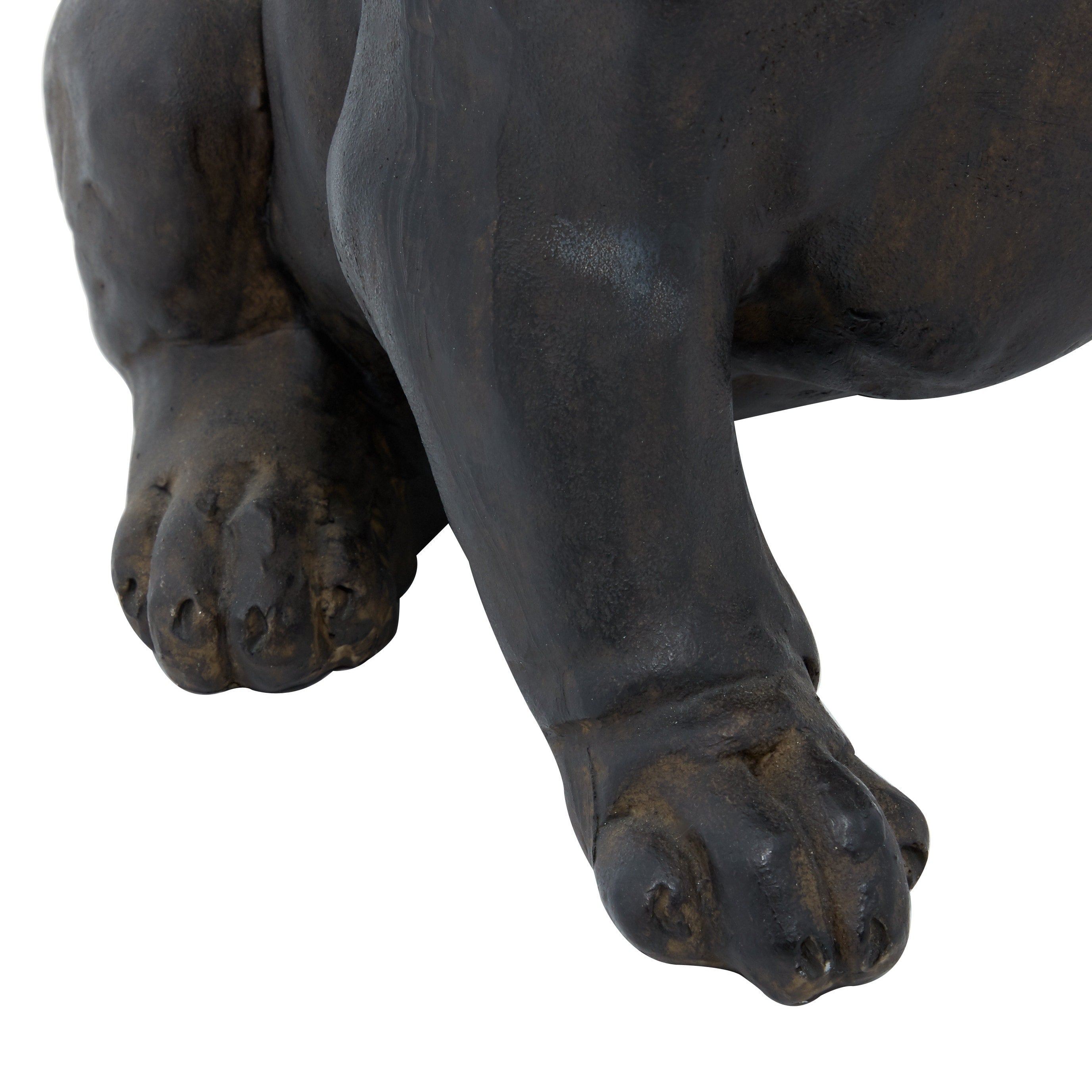 Brown Polystone Distressed Sitting Bulldog Sculpture