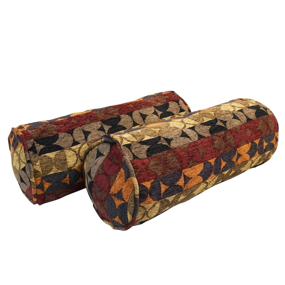 20-inch by 8-inch Corded Patterned Jacquard Chenille Bolster Pillows (Set of 2)