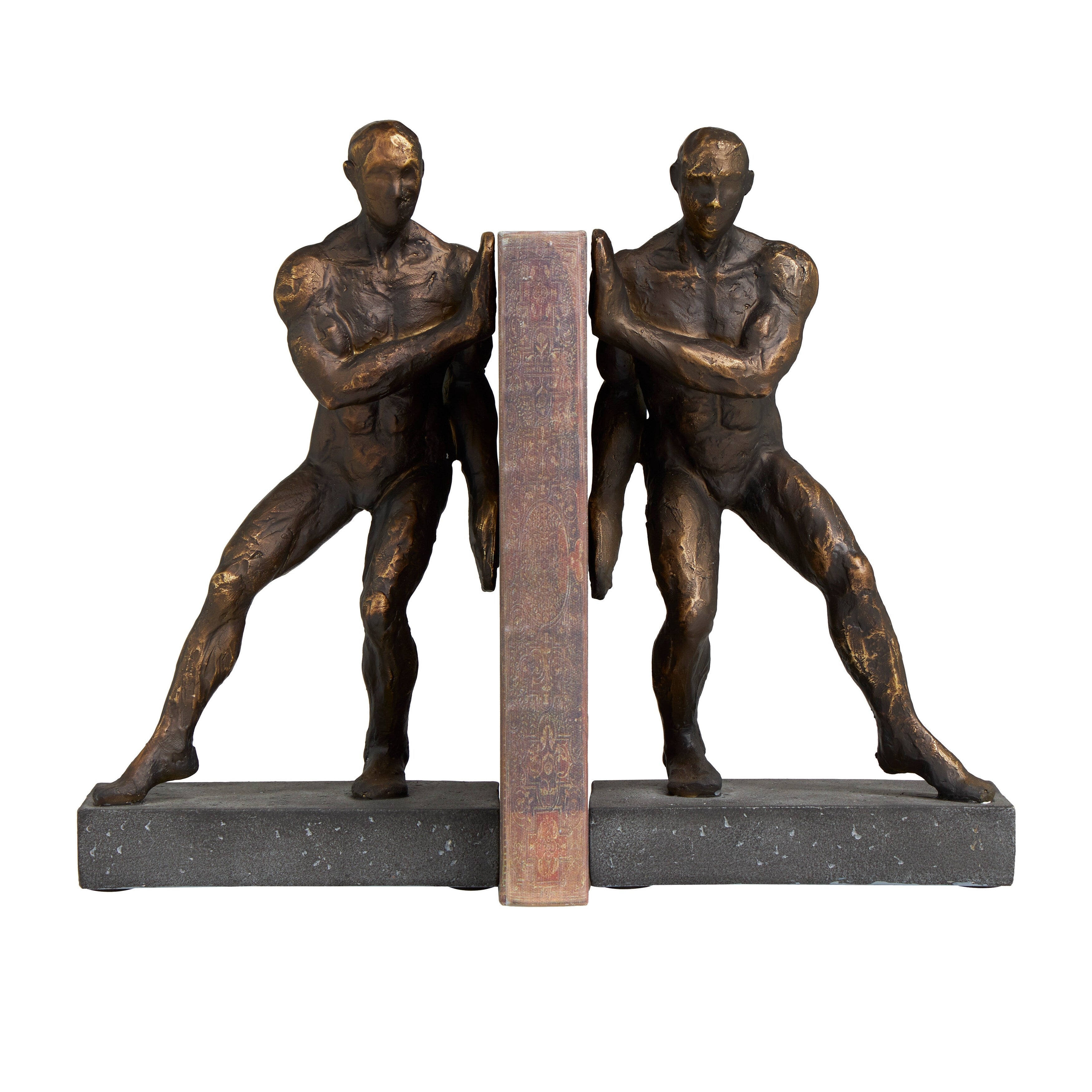 Bronze Polystone People Decorative Bookends (Set of 2)