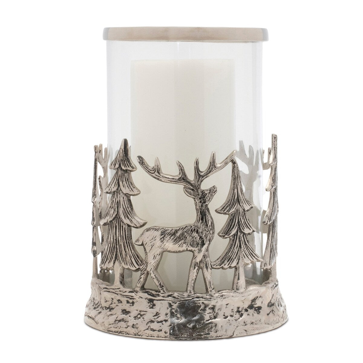 Etched Metal Woodland Candle Holder 8D