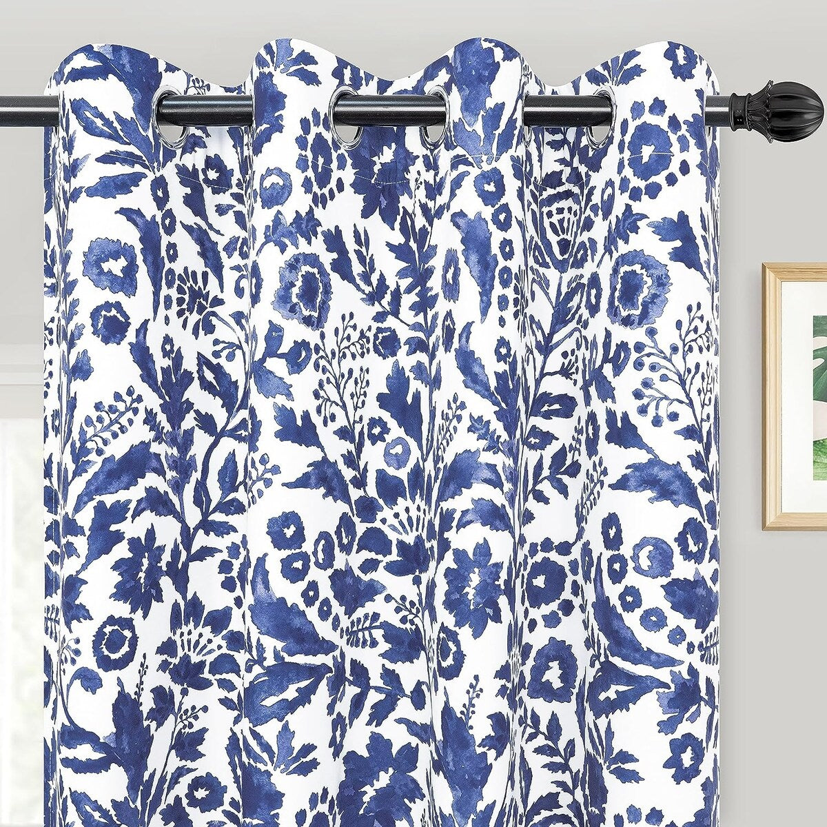 Porch & Den Ouzel Floral Watercolor Blackout Lined Window Curtain Panel Pair