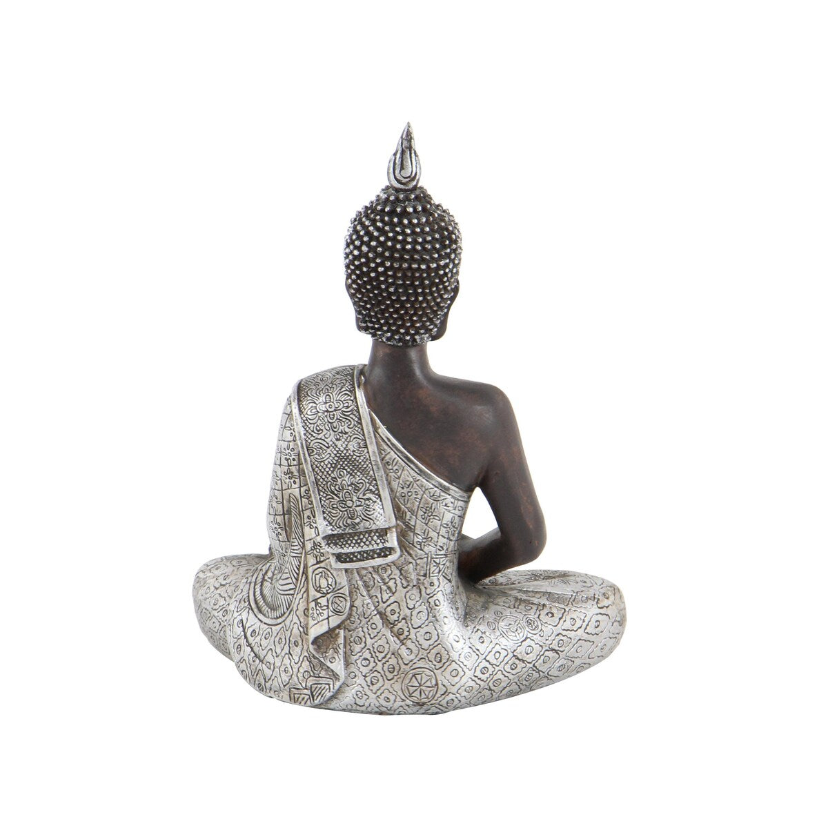 Polystone Buddha Meditating Decorative Sculpture with Engraved Carvings and Relief Detailing - Black - Roche River Decor