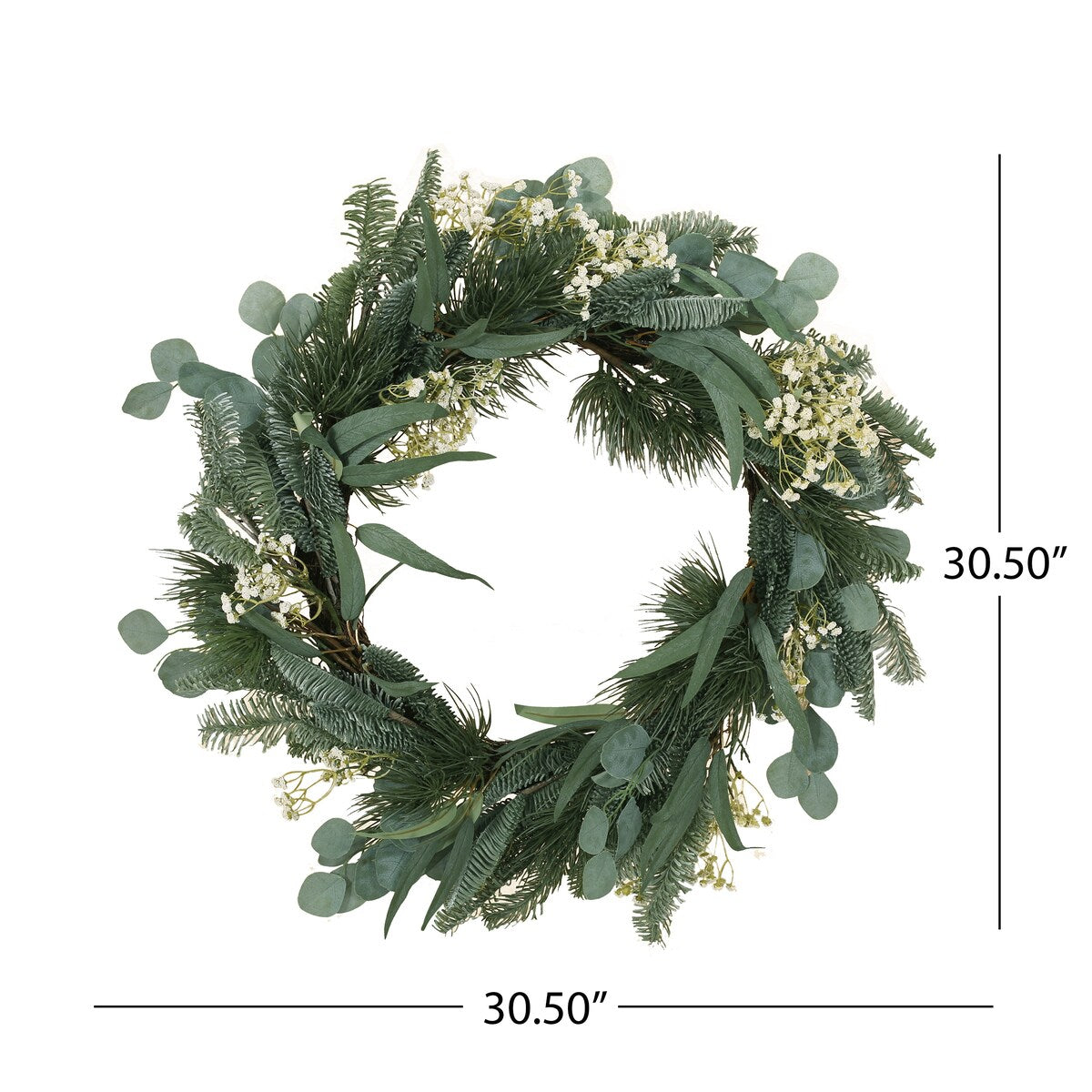 30In Eucalyptus Leaves, Pine Twigs, Stars Wreath - As Picture Show