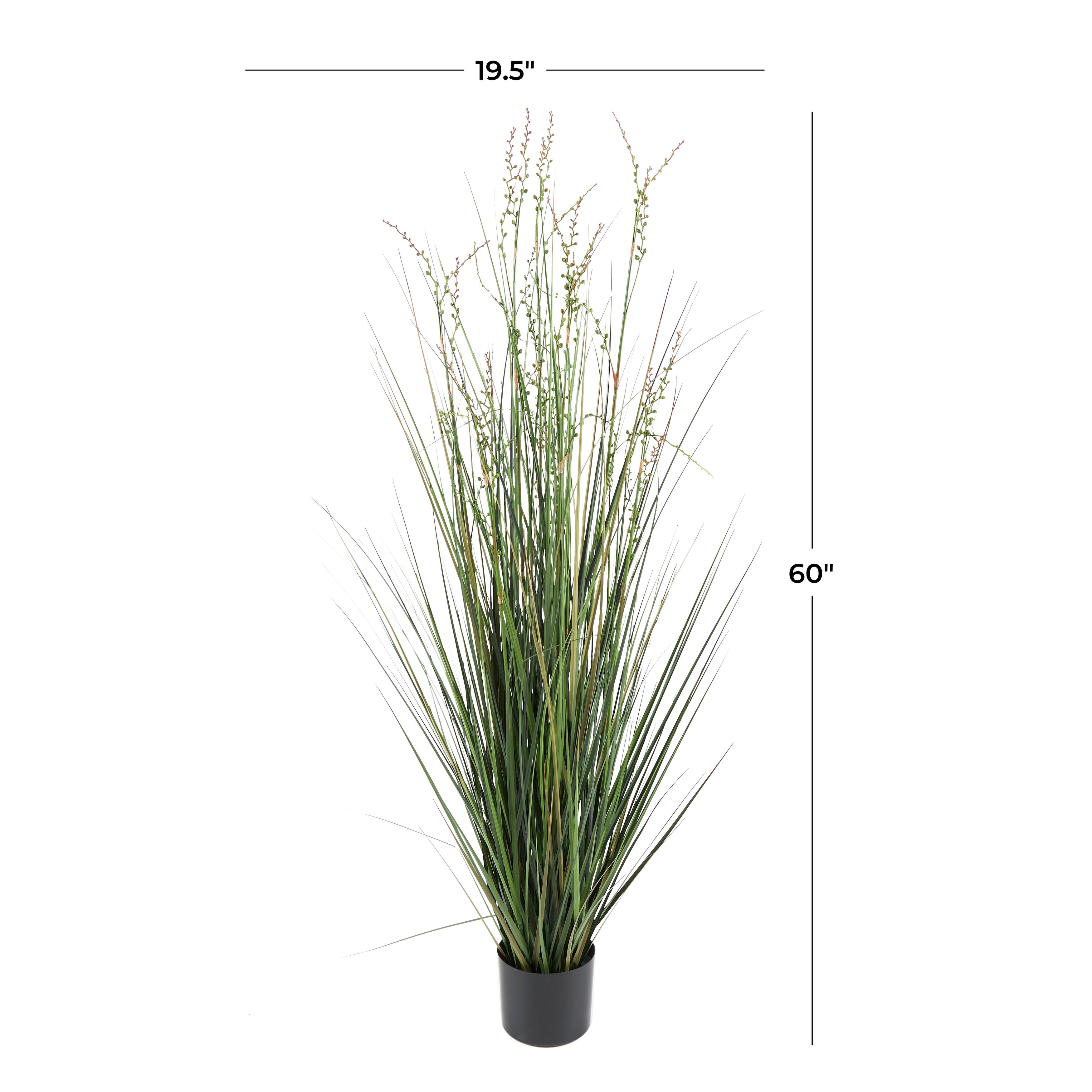 Green Faux Foliage Tall Onion Grass Artificial Plant with Black Plastic Pot