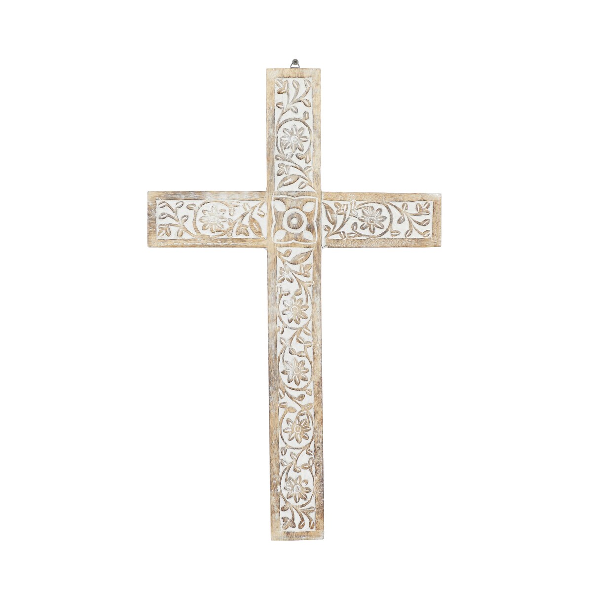 Mango Wood Biblical Carved Cross Home Wall Decor - Brown - Roche River Decor