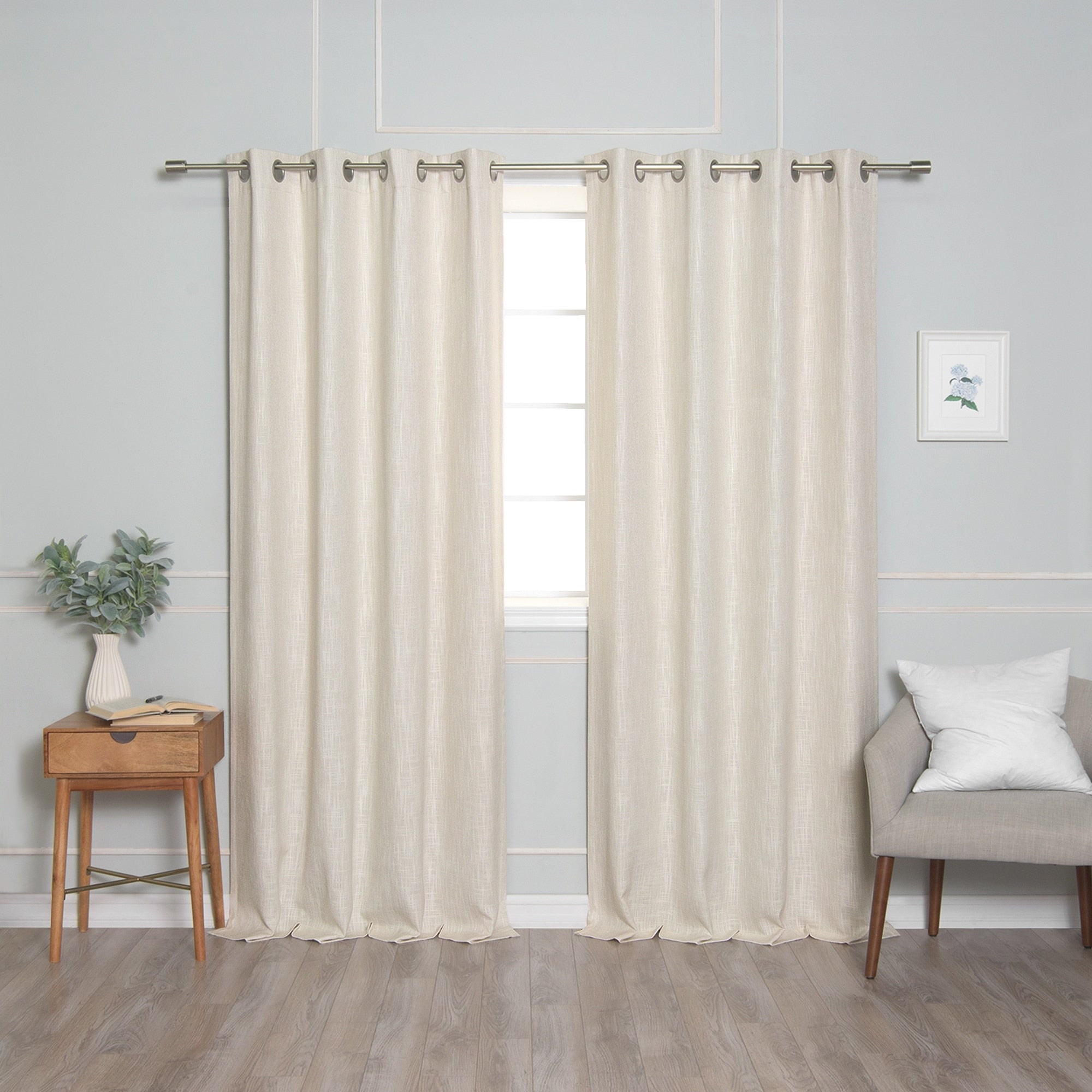 Aurora Home Heathered Linen Grommet Blackout Curtains