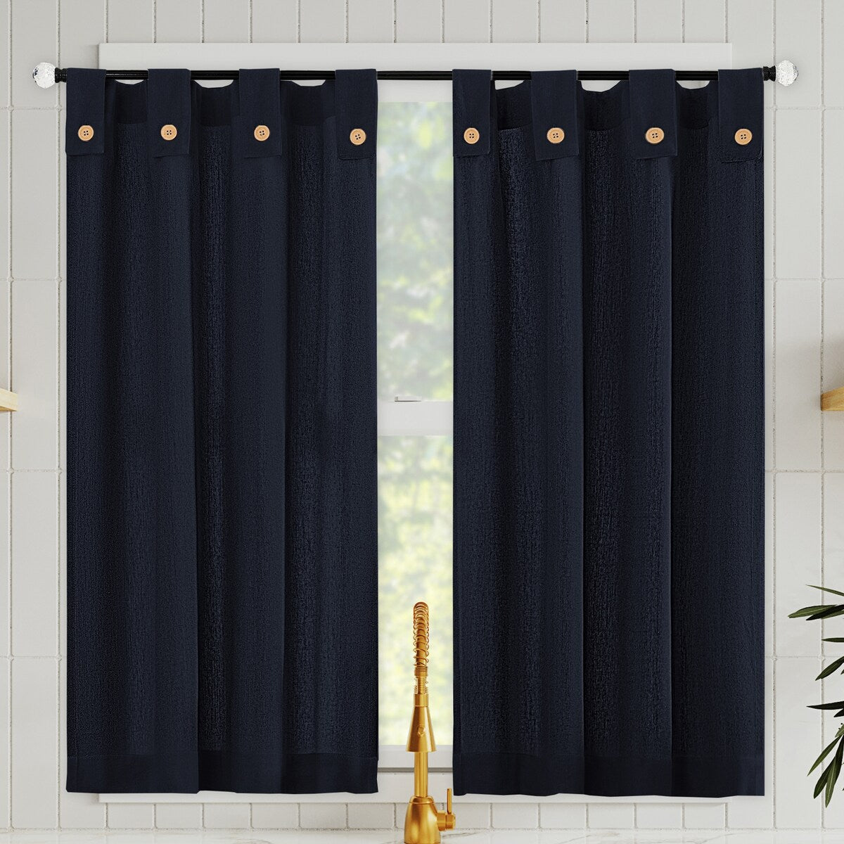 Archaeo Cotton Blend Button Tab Top Cafe Curtain Pair