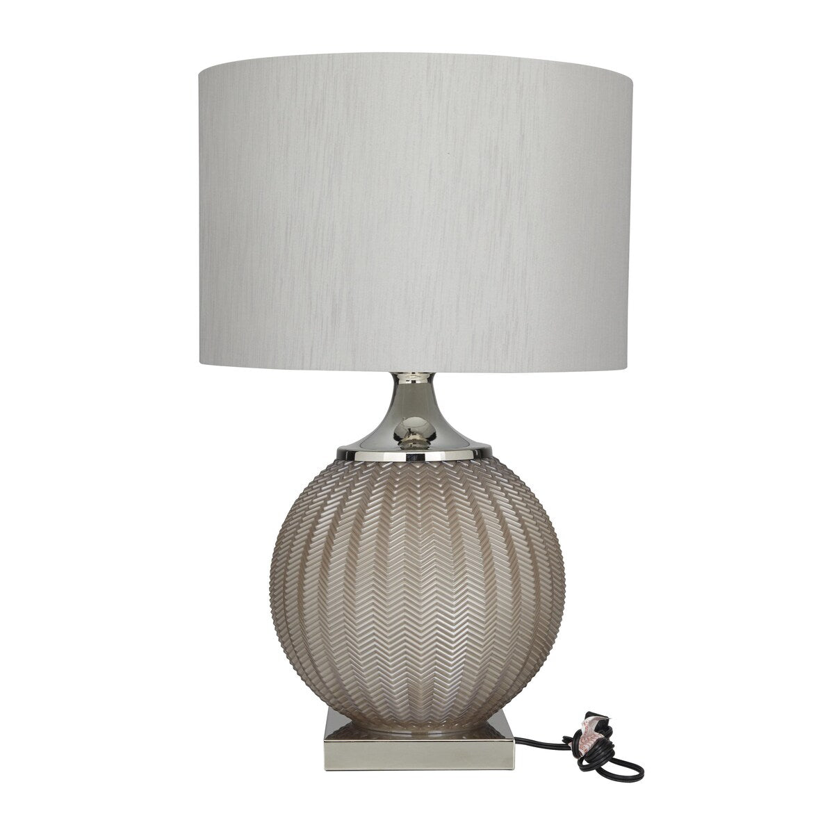 Glass Room Table Lamp with Chevron Pattern - Gray - Roche River Decor