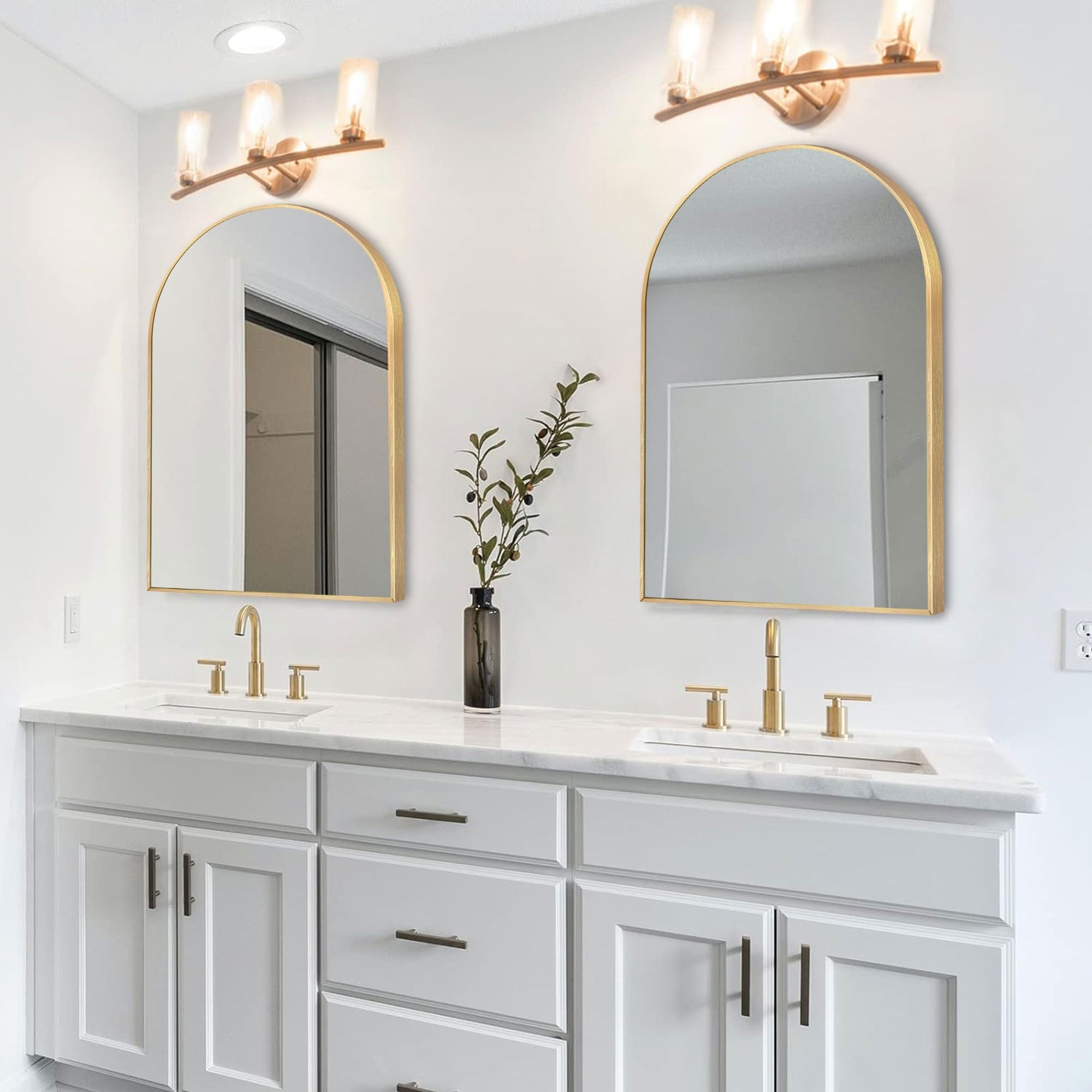 Modern Arch Bathroom Wall Mounted Vanity Mirror - 24x36