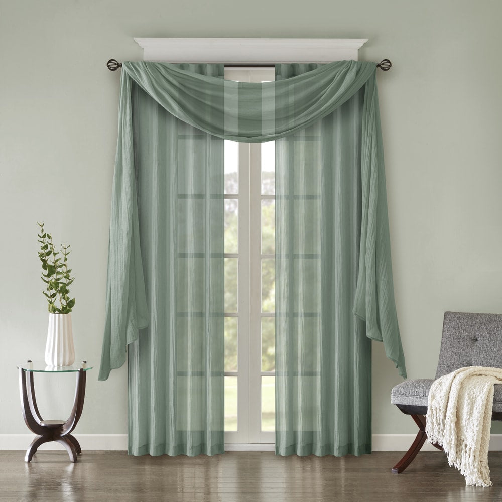 Madison Park Kaylee Solid Crushed Sheer Window Curtain Pair