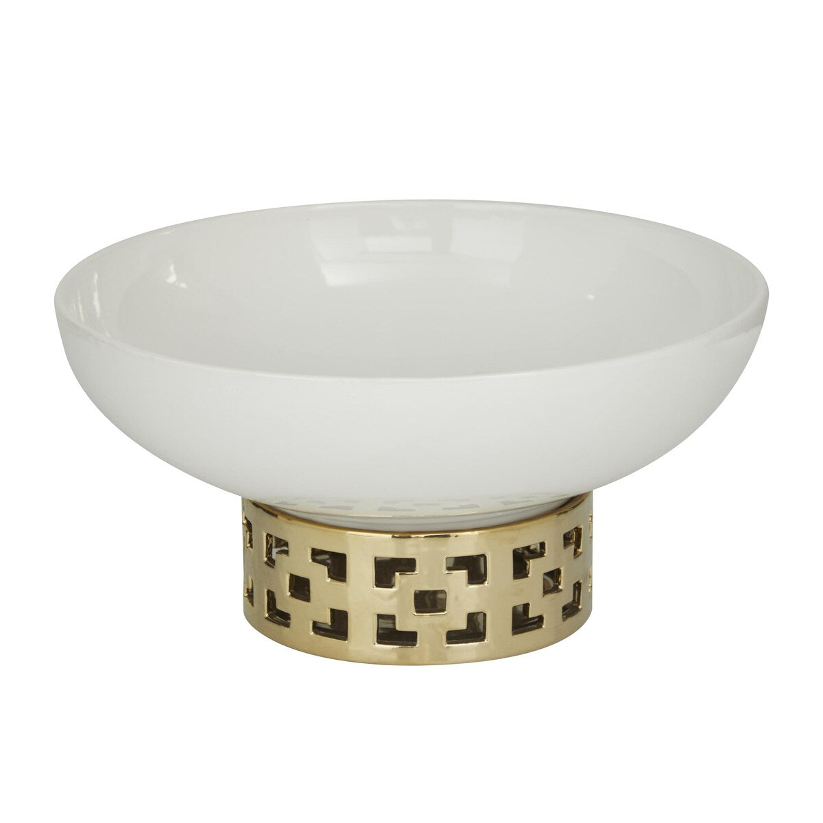 Ceramic Geometric Decorative Decorative Bowl - White - CosmoLiving by Cosmopolitan