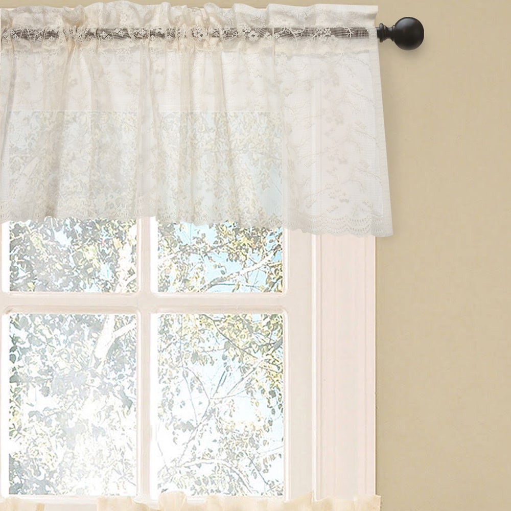 Elegant Ivory Priscilla Lace Kitchen Curtain Pieces- Tier, Swag and Valance Options