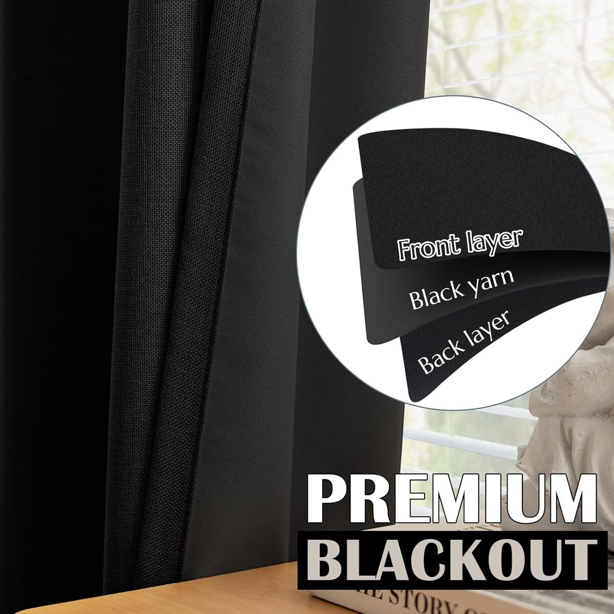 90% Blackout Faux Linen Curtains Thermal Insulated Room Darkening Curtains, 2 Panels Set, Grommet Top Window Treatments