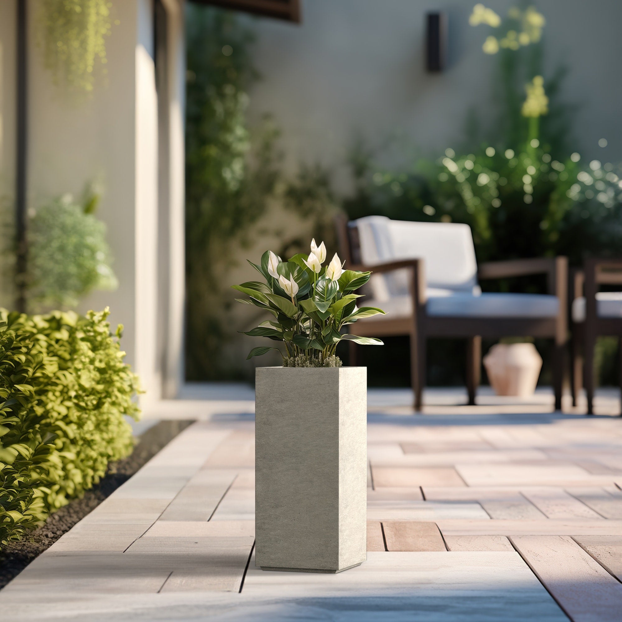 Tall Concrete Rectangle Plant Boxes / Large Indoor and Outdoor Flower Planters