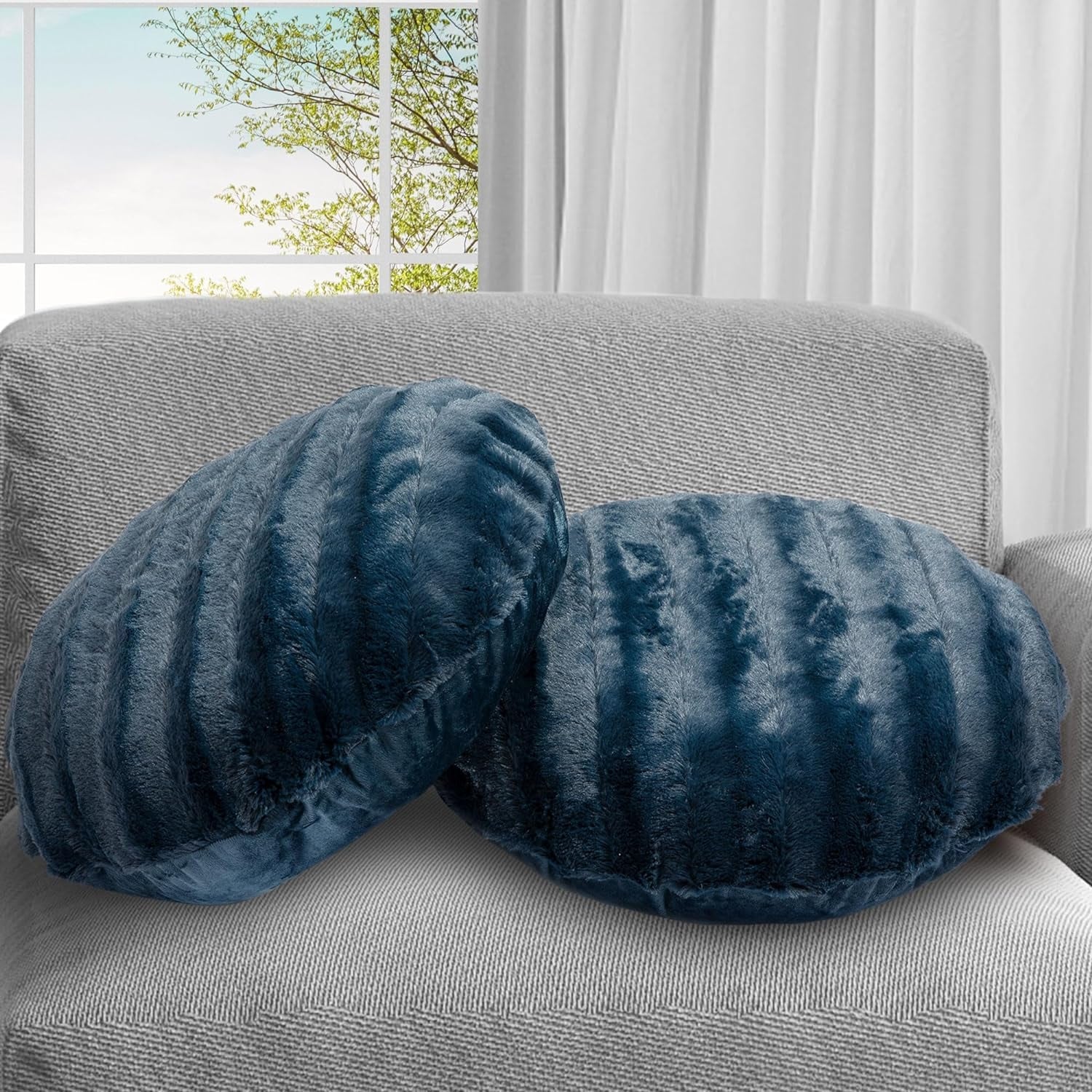 Cheer Collection Set of 2 Decorative Round Throw Pillows