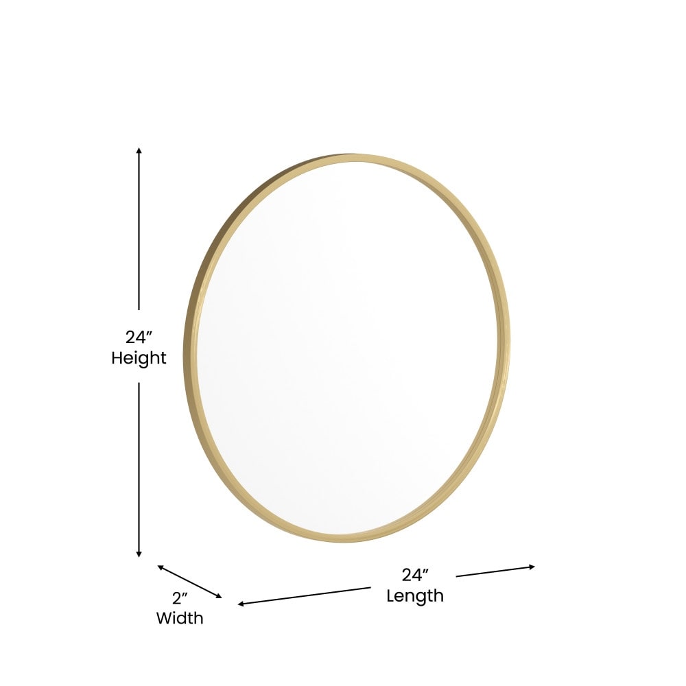 Wall Mount Shatterproof Round Accent Wall Mirror with Metal Frame