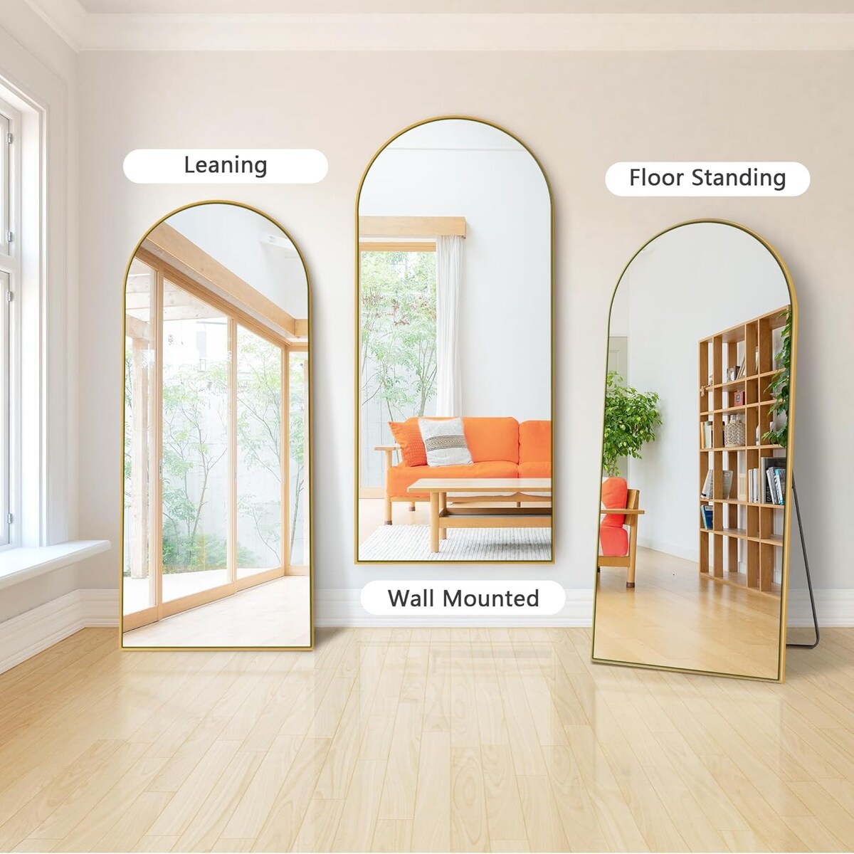 71x24 Inch Arch Full Length Mirror, Standing Floor Mirror, Full Body Mirror for Living Room, Bedroom, Bathroom (Wooden Frame)