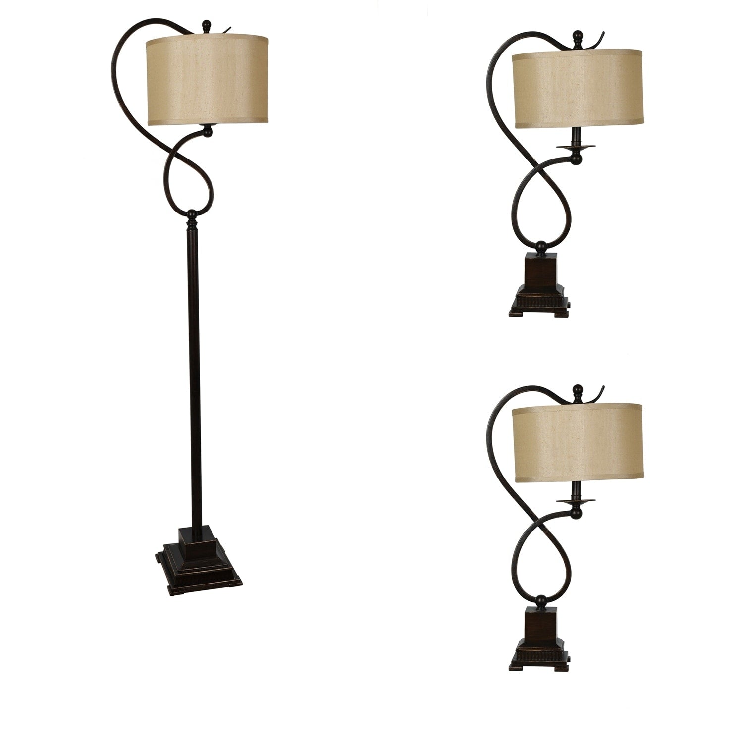 Bronze 3-piece Steel Lamp Set - 66'' H x 13'' W x 13'' D x 13'' W x 13'' D