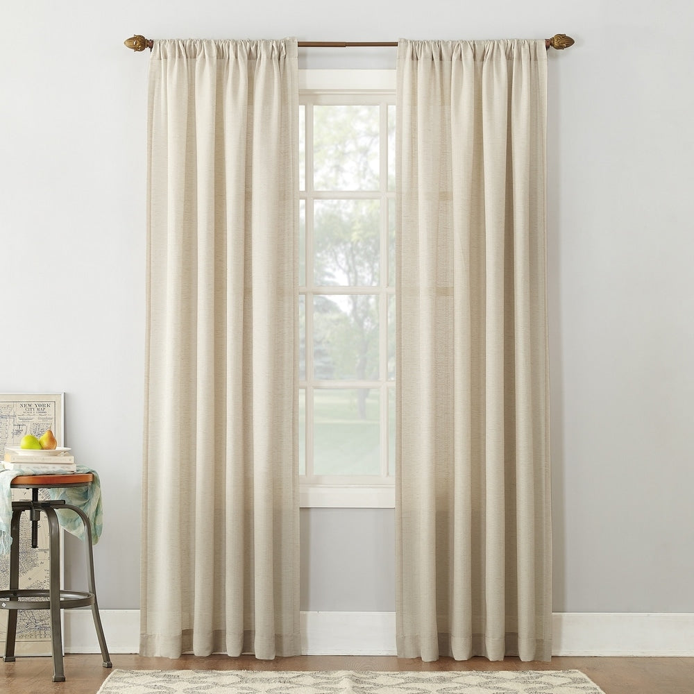 No. 918 Amalfi Linen Blend Semi-Sheer Rod Pocket 1-Piece Curtain Panel, Single Panel