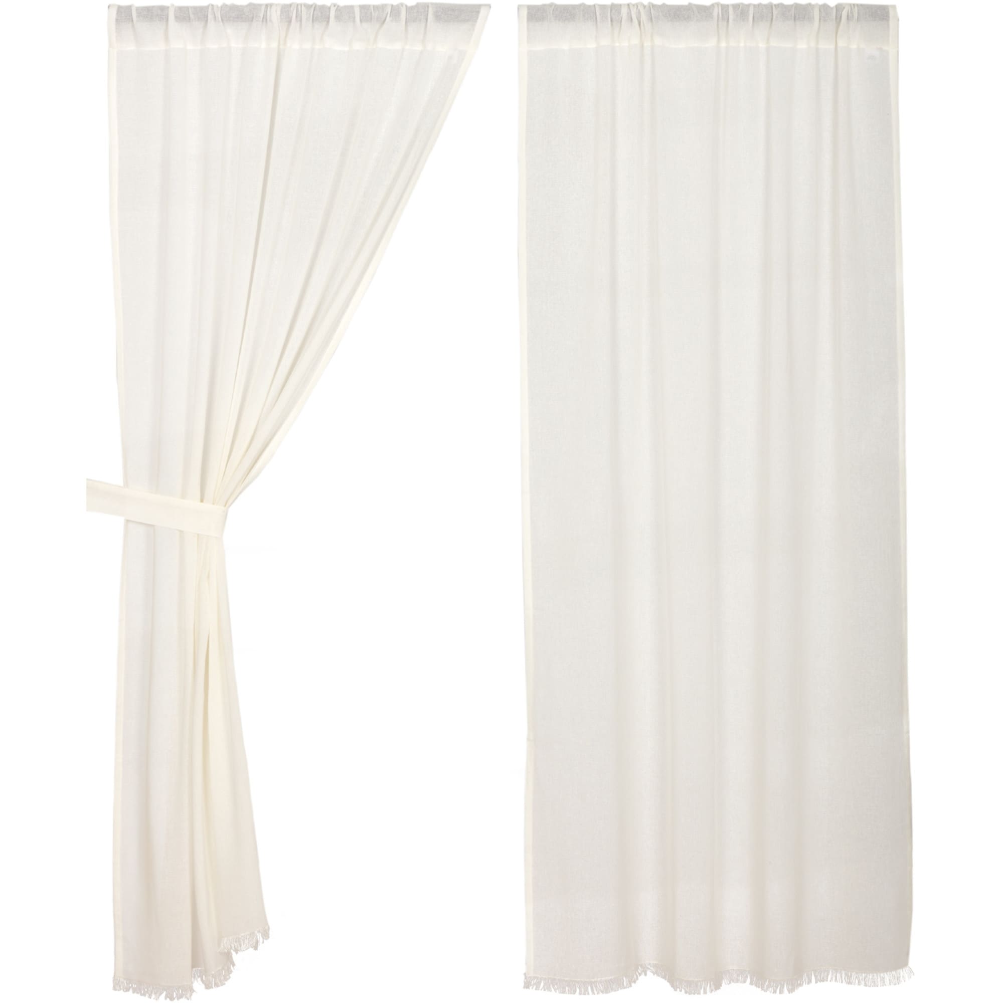 Tobacco Cloth Fringed Short Panel - Short Panel 63x36 - Short Panel 63x36