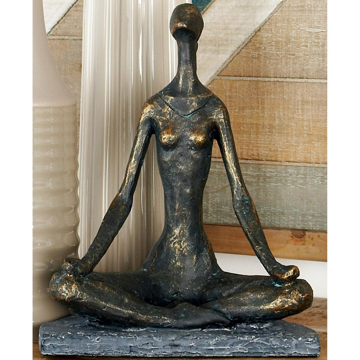 Polystone Yoga Decorative Sculpture - Black - Roche River Decor