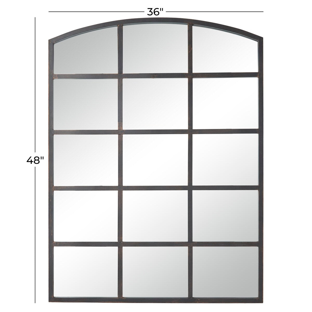 Metal Window Pane Inspired Room Wall Mirror with Arched Top - Roche River Decor