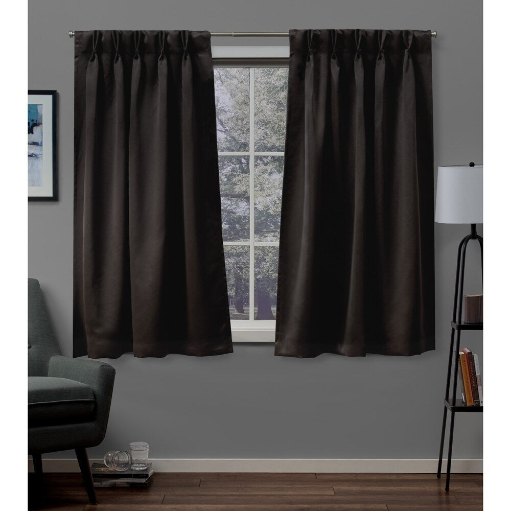 ATI Home Sateen Twill Woven Room Darkening Blackout Pinch Pleat/Hidden Tab Top Curtain Panel Pair