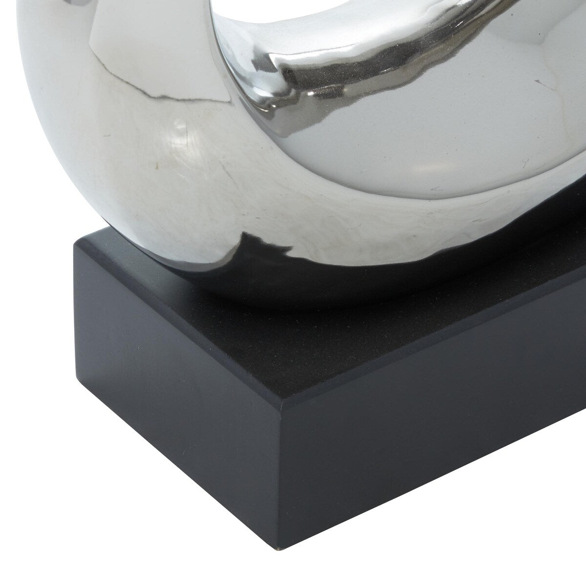 Ceramic Abstract Swirl Decorative Sculpture with Black Base - Silver - Roche River Decor