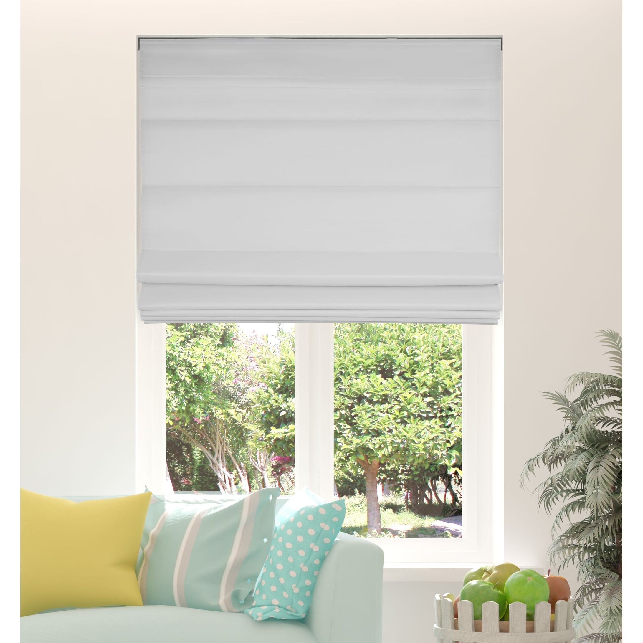 Arlo Blinds Grey Light Filtering Cordless Fabric Roman Shades