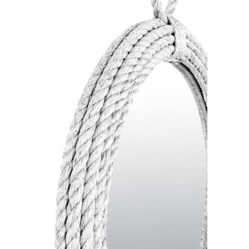 White Manila Rope Round Wall Mirror by East at Main