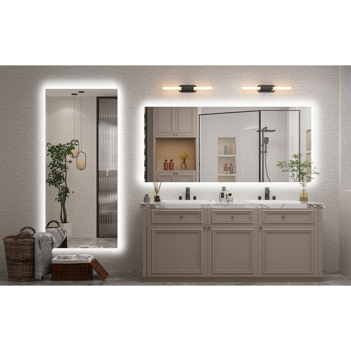 KIOTEE LED Bathroom Mirror Rectangular Frameless Super Bright Backlited LED Anti-Fog Tempered Glass Wall Bathroom Vanity Mirror