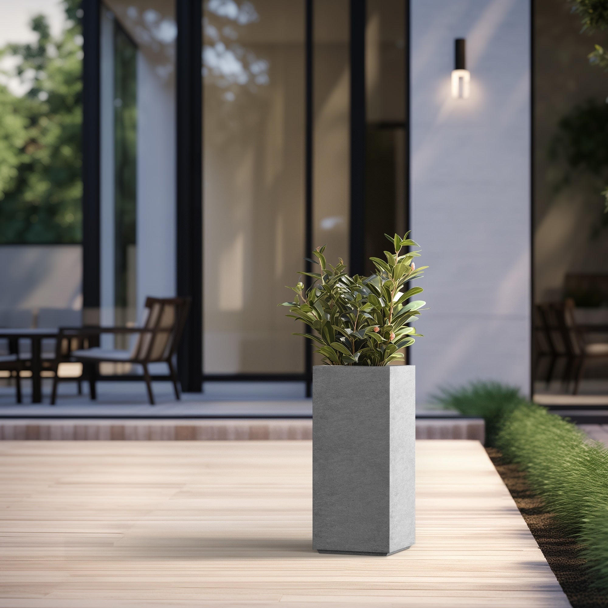 Tall Concrete Rectangle Plant Boxes / Large Indoor and Outdoor Flower Planters