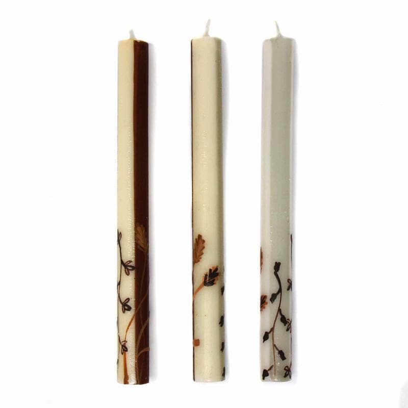 Handmade Dinner Taper Candles Kiwanja Design, Set of 3 (South Africa)