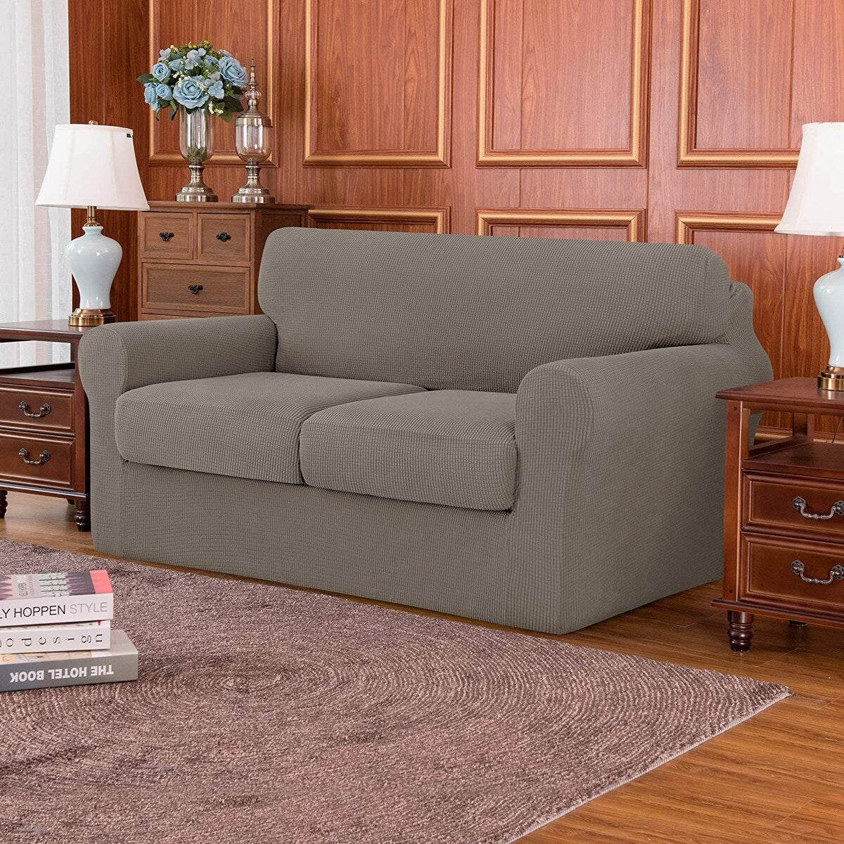 Subrtex Stretch Loveseat Slipcover Cover with 2 Separate Cushion Cover