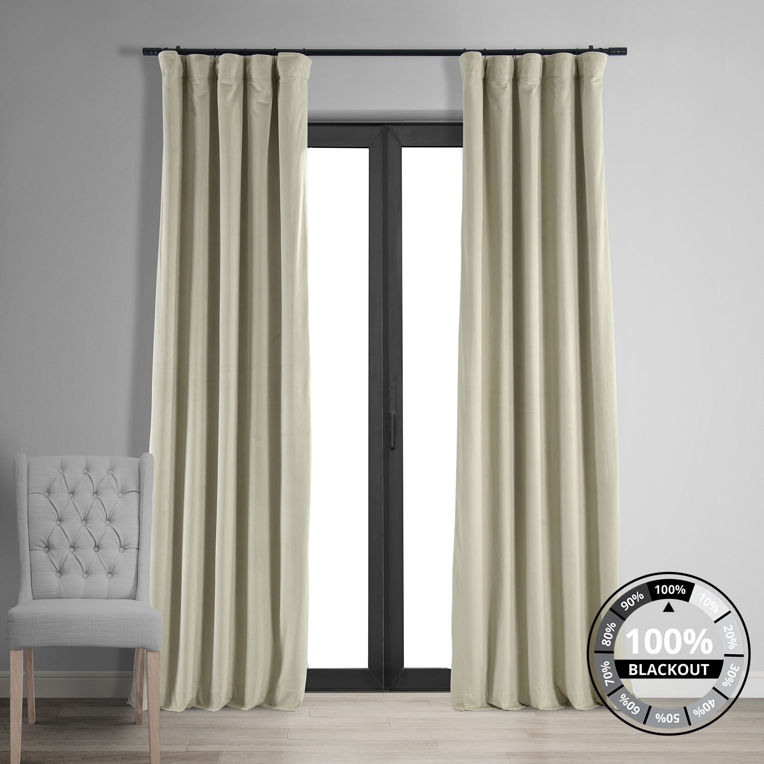 Exclusive Fabrics Signature Velvet Blackout Curtains (1 Panel) - Luxurious Single Drapery for Enhanced Light Blockage