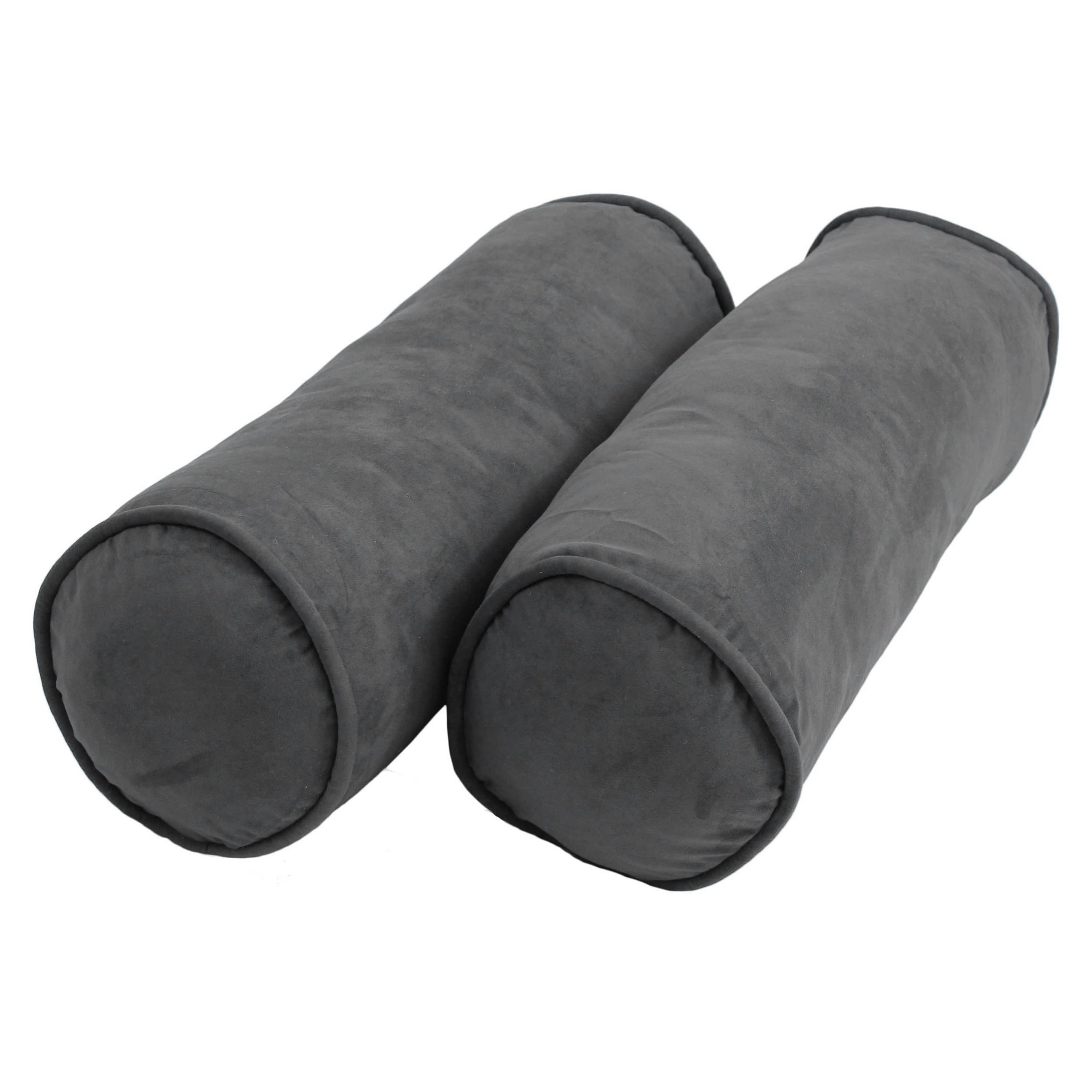 20-inch by 8-inch Corded Microsuede Bolster Pillows (Set of 2)