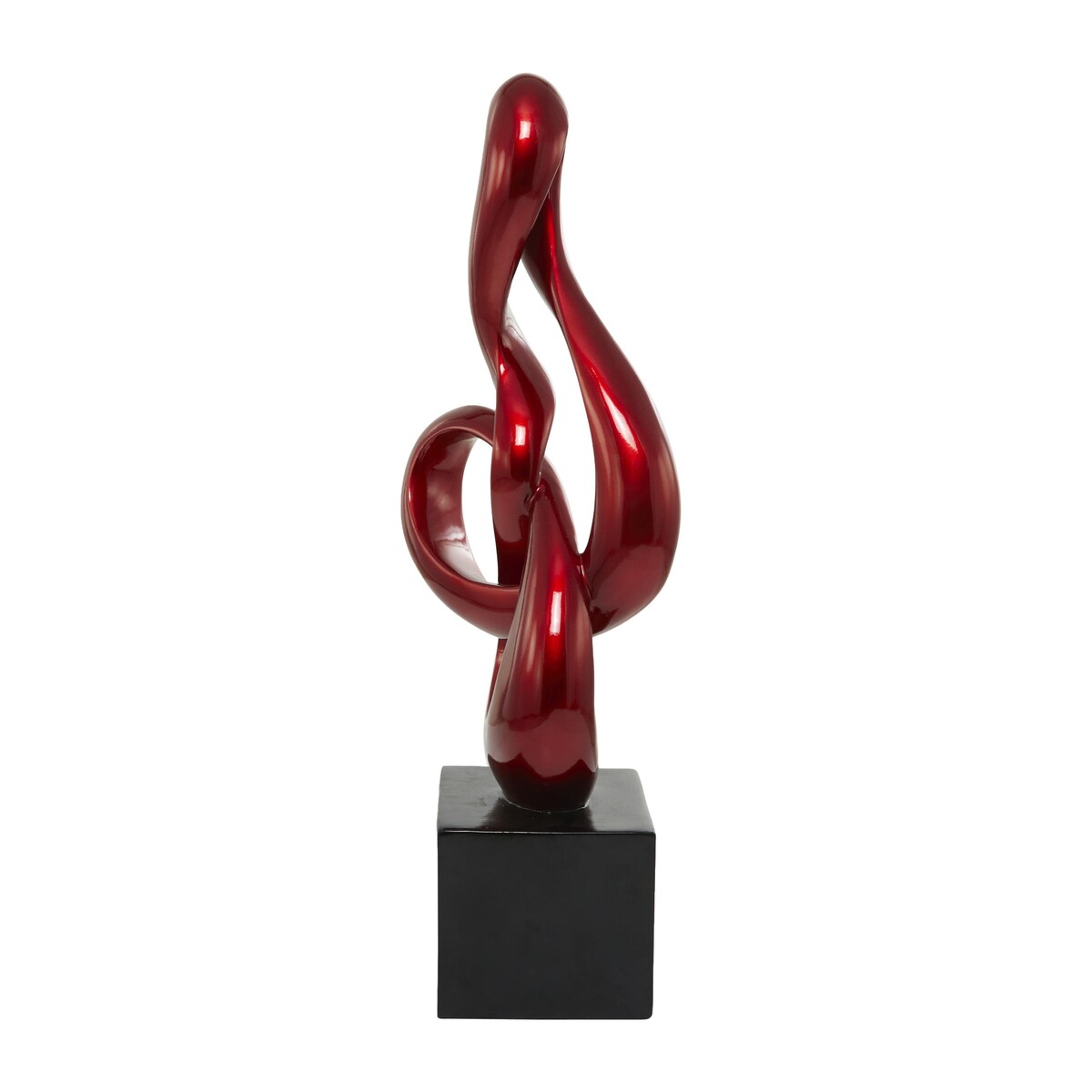 Polystone Abstract Swirl Decorative Sculpture with Black Base - Red - Roche River Decor