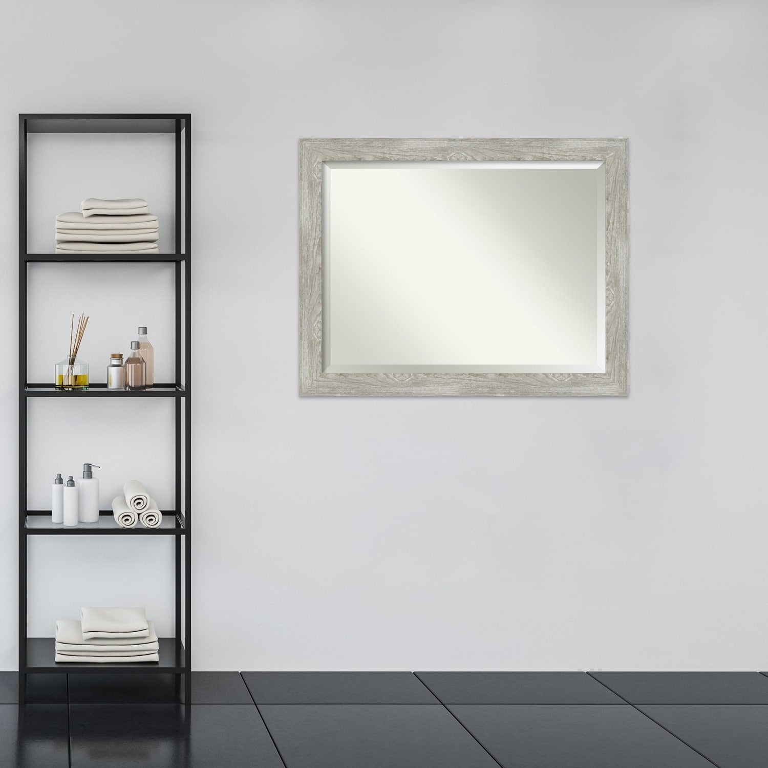 Beveled Bathroom Wall Mirror - Dove Greywash Frame