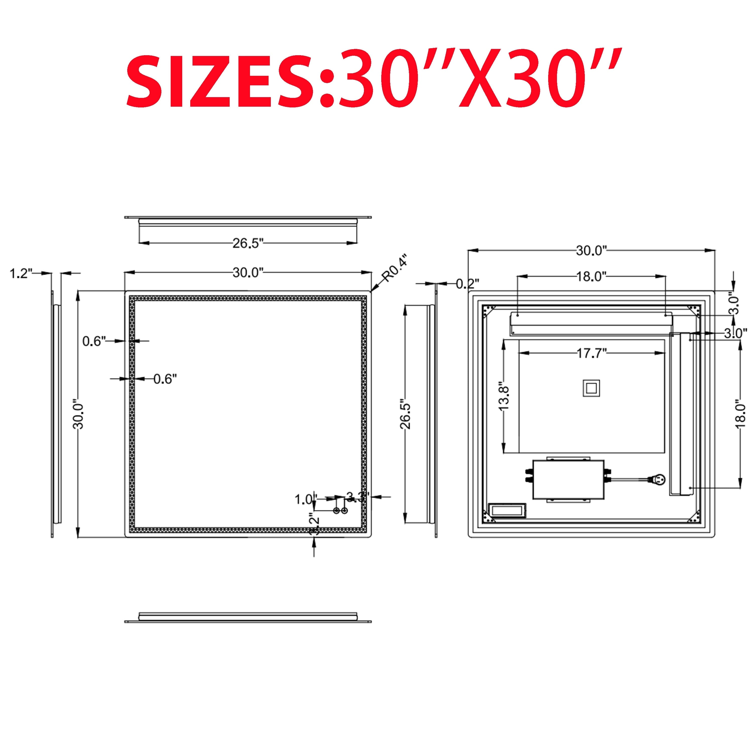 CB HOME LED Bathroom Mirror, Lighted Wall Mounted Mirror, Frameless Vanity Mirror, Anti-Fog, Dimmable,Three Color