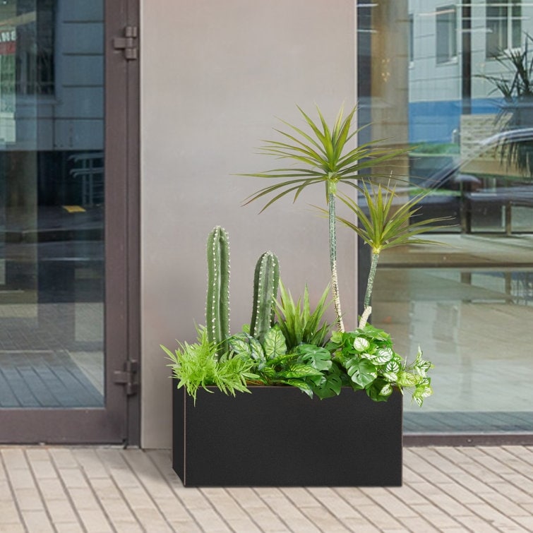 Metallic Heavy Planter for Outdoor Plants Tall and Long Metal Divider Planter Box