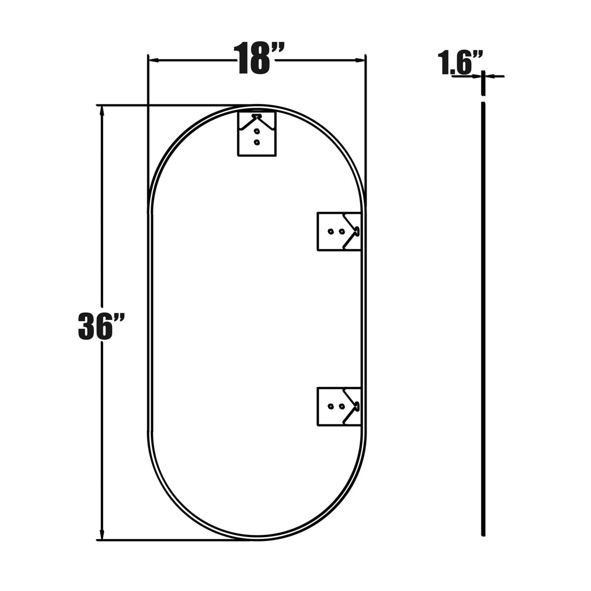 36 in. W x 18 in. H Oval Framed Wall Bathroom Vanity Mirror - 36 x 18