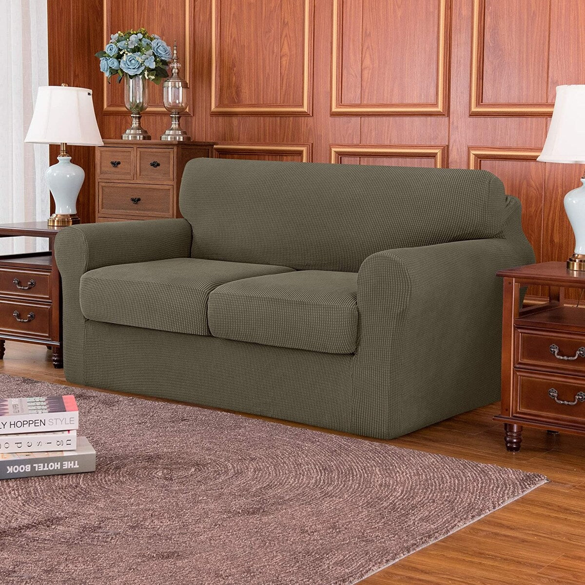 Subrtex Stretch Loveseat Slipcover Cover with 2 Separate Cushion Cover