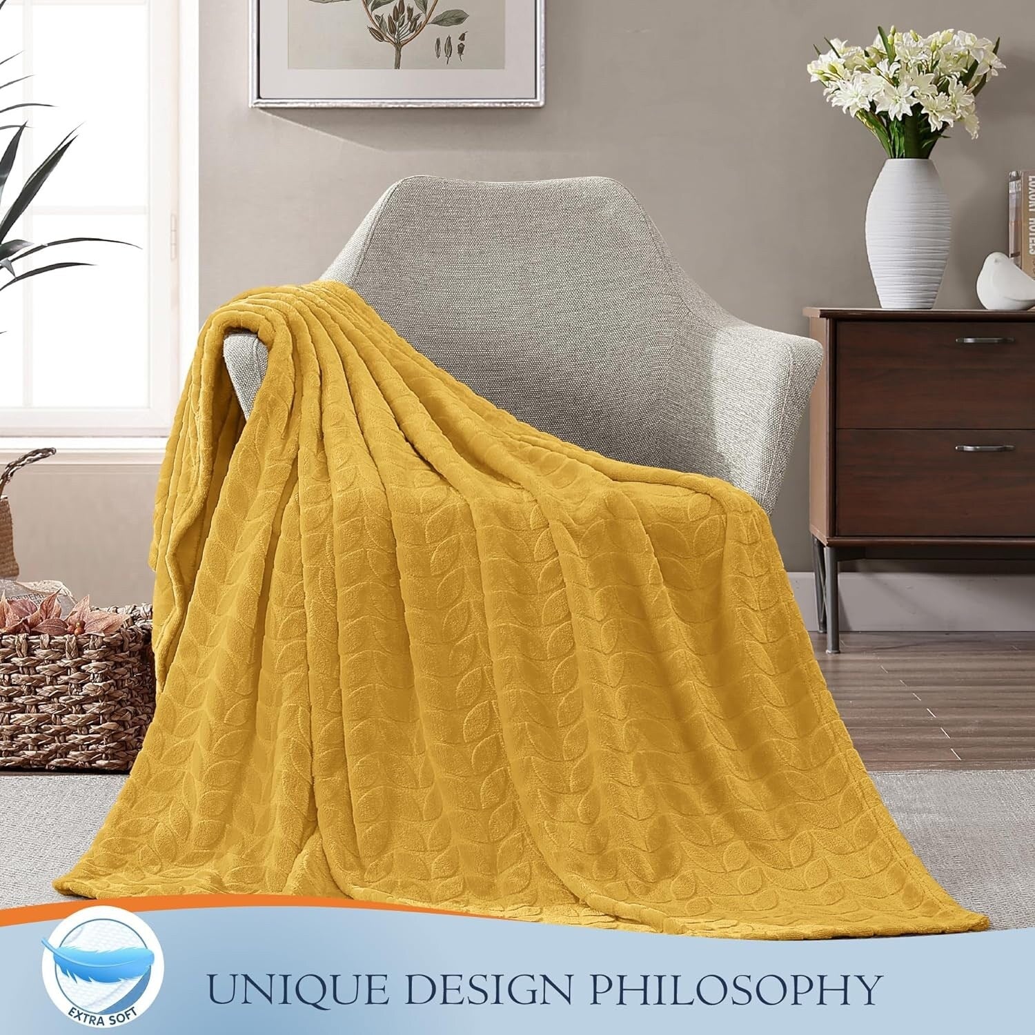 Walensee Fleece Throw Blanket Soft and Lightweight for Couch, Sofa, Bed and Lounge Chair, 50x60